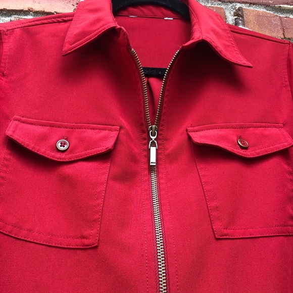 Allison Daley Red Zippered Shirt Jacket in Red Size S - Picture 3 of 7